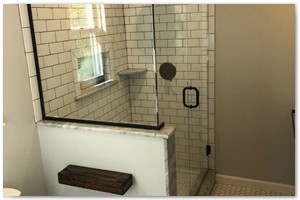 Master bathroom renovation with custom tiled shower in Stratham.