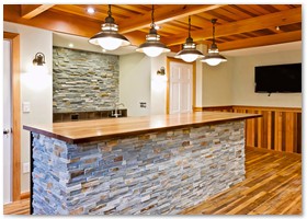 BASEMENT REMODEL - NEW CASTLE, NH - We constructed an Irish bar in this basement as well.
